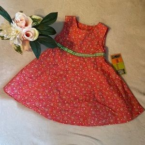 NWT Penelope Mack Size 2T Floral Pink Sleeveless Dress 100% Cotton